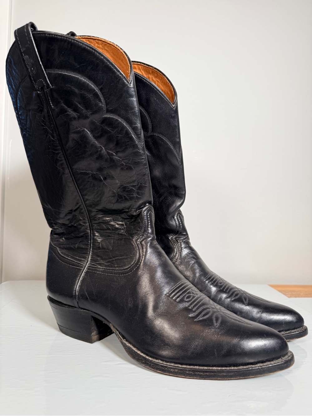 Vintage Tony Lama for Thieves Market Black Leather Cowboy Boots 10D